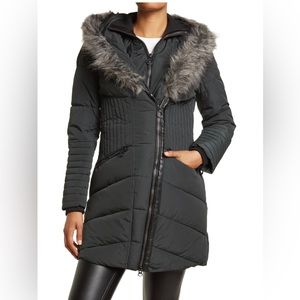 NOIZE Gigi Faux Fur Trim Quilted Parka